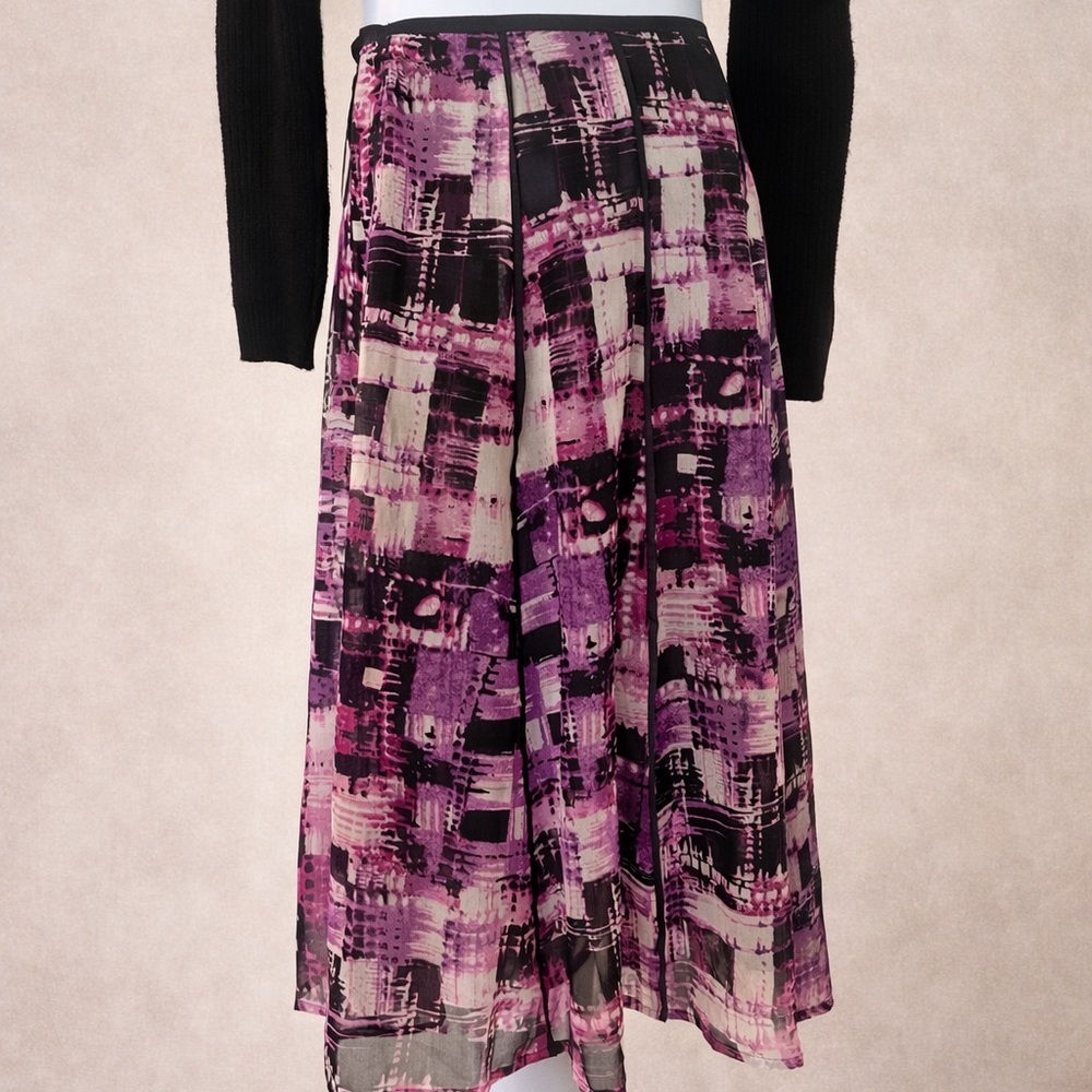 EUC Vintage Sassy Doll 1X A Line Zip Abstract brush stroke Purple lined Skirt